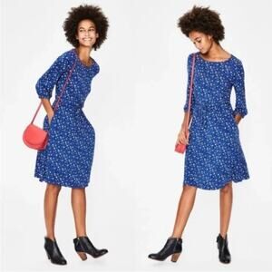 BODEN Talia Lapis Jersey Dress Blue Floral Star Sz 6